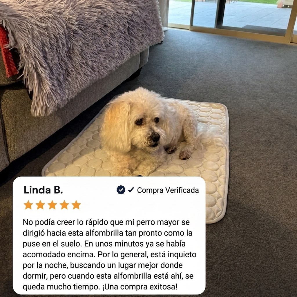 La esterilla que se mantiene fresca — incluso después de horas bajo tu perro.